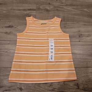 🌻 Jumping Beans Boys Orange White Striped Tank Size 12M - NWT ☀️